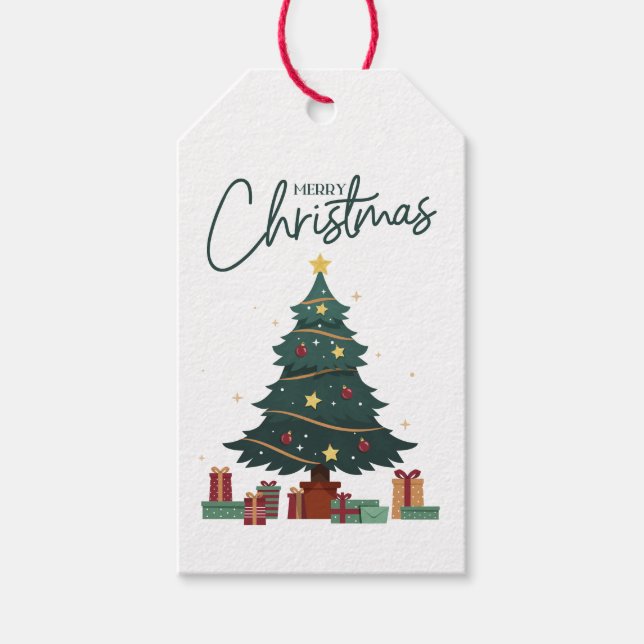 Custom Branded Merry Christmas Tree White Geschenkanhänger (Vorderseite)