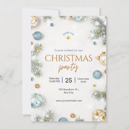 Custom Branded White and Blue Classy Weihnachten Einladung