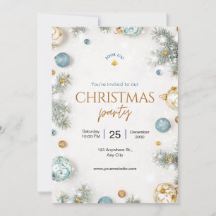 Custom Branded White and Blue Classy Weihnachten Einladung