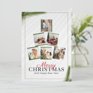 Custom BrandedWhite Modern Christmas Foto Collage Einladung