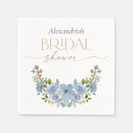 Custom Brautparty Blue Floral Bouquet Serviette