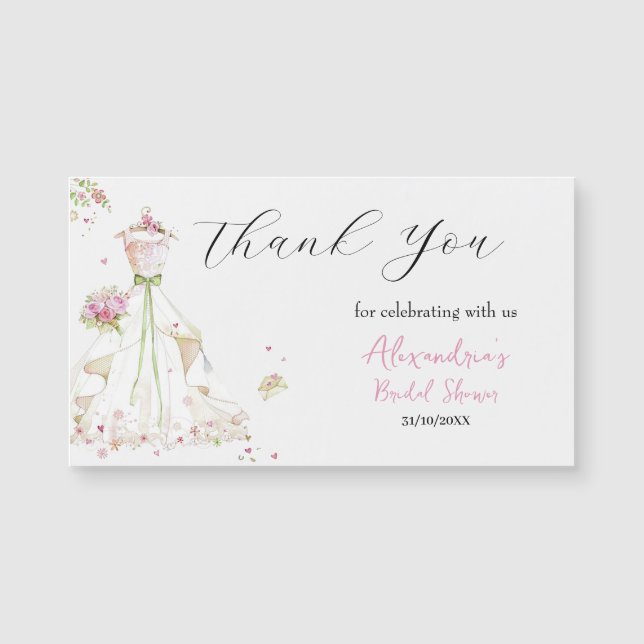 Custom Brautparty Dress Vielen Dank Magnetkarte (Vorderseite)