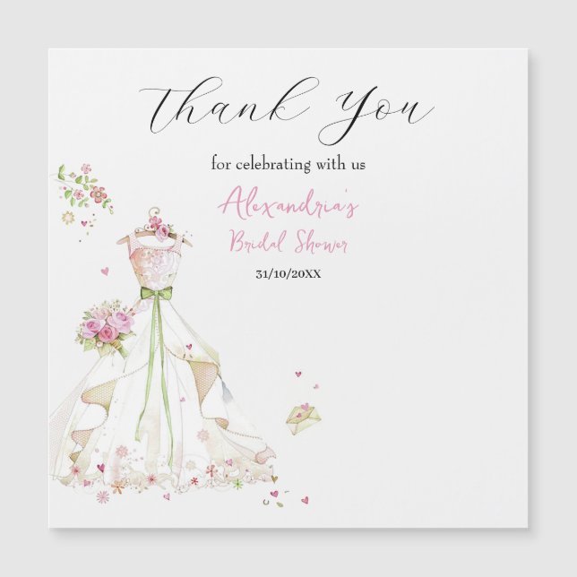 Custom Brautparty Dress Vielen Dank Magnetkarte (Vorderseite)