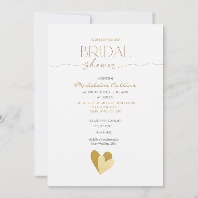 Custom Brautparty Gold Herzliche Einladung (Vorderseite)