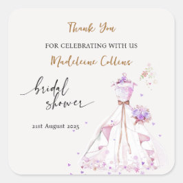 Custom Brautparty Hochzeitskleid Danke Quadratischer Aufkleber
