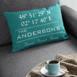 Custom Breitengrad Family Name Home Address Dekokissen<br><div class="desc">Breitengrad Home Decor. Ein Way to Showcase the Location of Your Home. Customize it with any background color. Perfekte Gift für Housewarming. To find breitengrads and längen of your home,  please copy and paste this link to your browser and follow the notice: https://support.google.com/maps/answer/18539?hl=en</div>