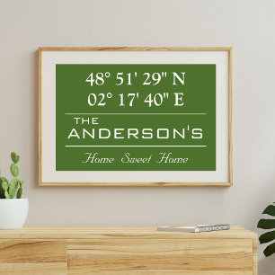 Custom Breitengrad Family Name Home Address Poster