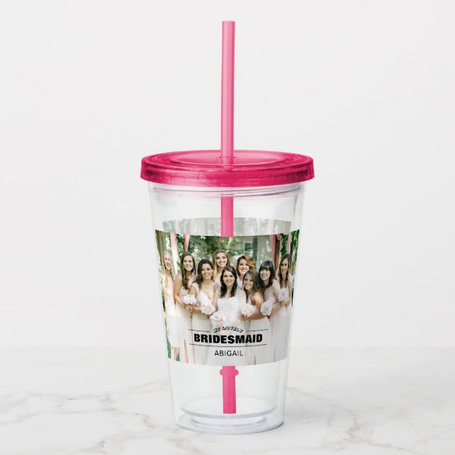 Custom Bridaid Bridal Foto Acrylic Tumbler Acryltrinkbecher (Vorderseite)