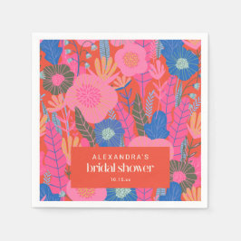 Custom Bridal Shower Boho Floral Pink Red Stylish Serviette