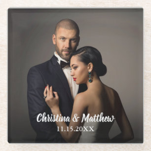 Custom Bride and Groom's Foto Glasuntersetzer