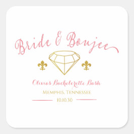Custom Bride Boujee Diamond Junggeselinnen-Abschie Quadratischer Aufkleber