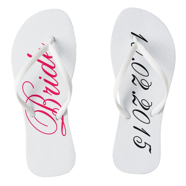 Custom Bride fügen Sie Ihre eigene Hochzeitstag Du Flip Flops (Fußbett)