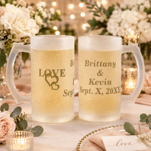 Custom Bride Groom Liebe Herz Mattierte Glass Tass Mattglas Bierglas
