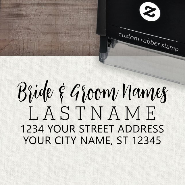 Custom Bride Groom Wedname Rücksendeadresse Permastempel (Custom Self-Inking Rubber Stamp)