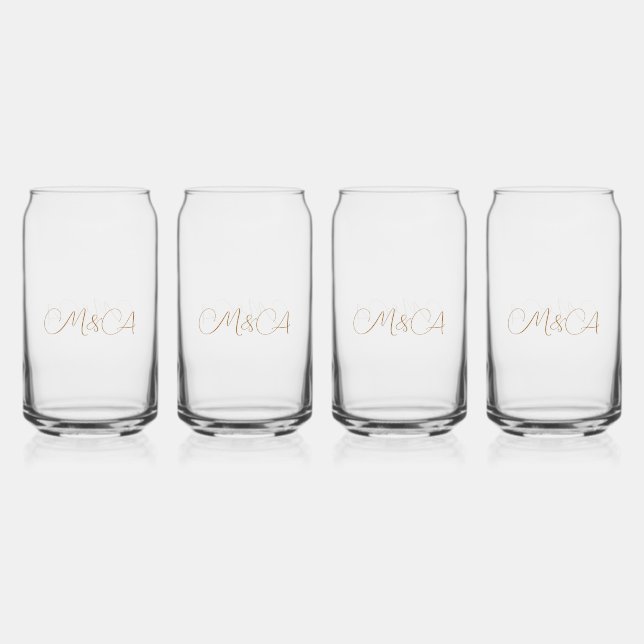 Custom Bride & Groom's Initials Vielen Dank Dosenglas (Vorderseite)