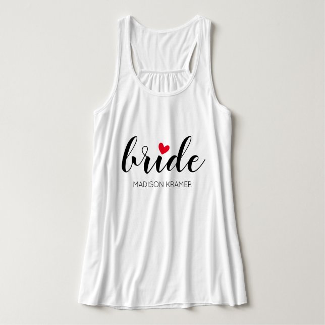 Custom Bride Moderne Kalligraphie mit Herz Tank Top (Design Vorderseite)