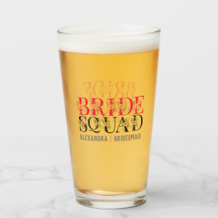 Custom Bride Squad Floral Glas