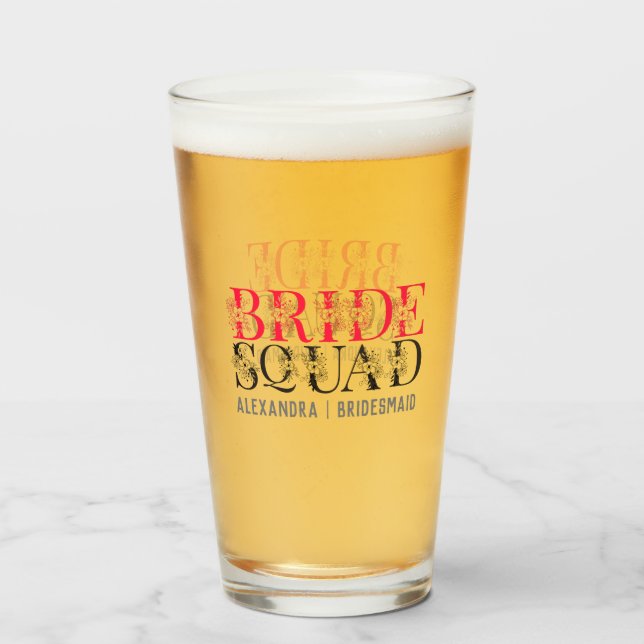 Custom Bride Squad Floral Glas (Vorne (Gefüllt))