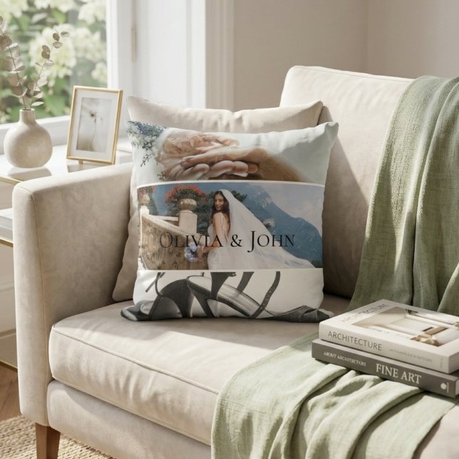 Custom Bride Wedding Photo Collage  Kissen (Von Creator hochgeladen)