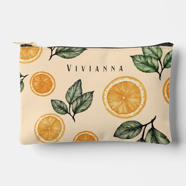 Custom Bridesmaid Orange Citrus Zubehörtasche (Vorderseite)