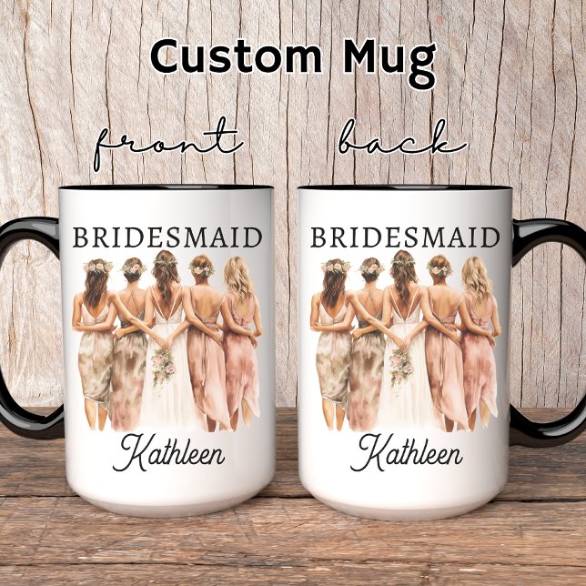 Custom Bridesmaid Tasse, Junggeselinnen-Abschied G Tasse (bridesmaid gift, bachelorette party mug, maid of honor mug, bridesmaid proposal gift, bride to be)