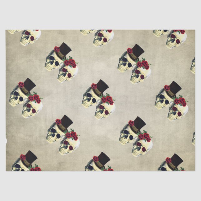 Custom Bridge & Groom Skull Hochzeitsgeschenk Seidenpapier (Vorderseite)