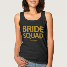 Custom Bridge Squad Golden Sequins Black Tank Top