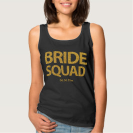 Custom Bridge Squad Golden Sequins Black Tank Top