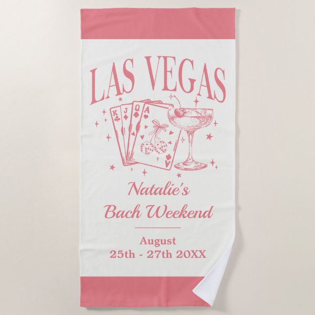 Custom Brie und Bridesmaid Las Vegas Bachelorette Strandtuch (Vorderseite)