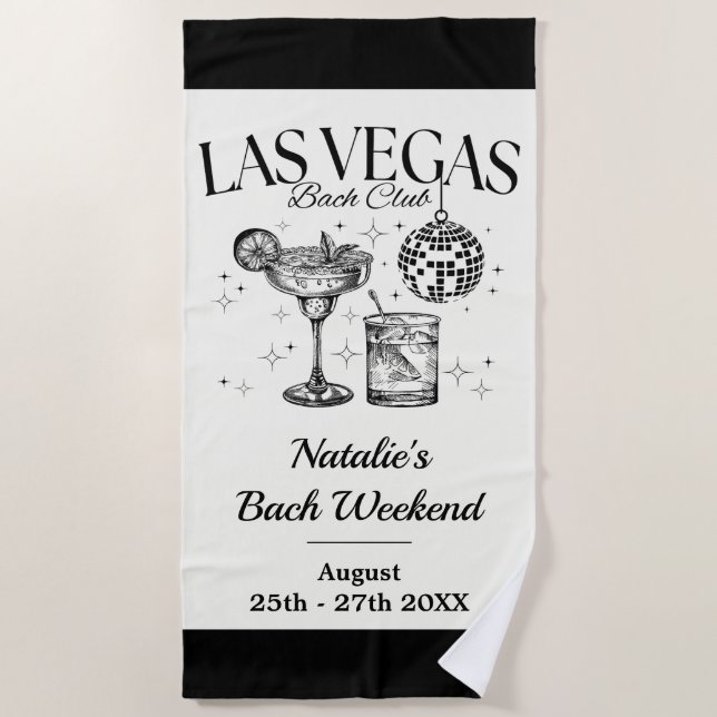 Custom Brie und Bridesmaid Las Vegas Bachelorette Strandtuch (Vorderseite)