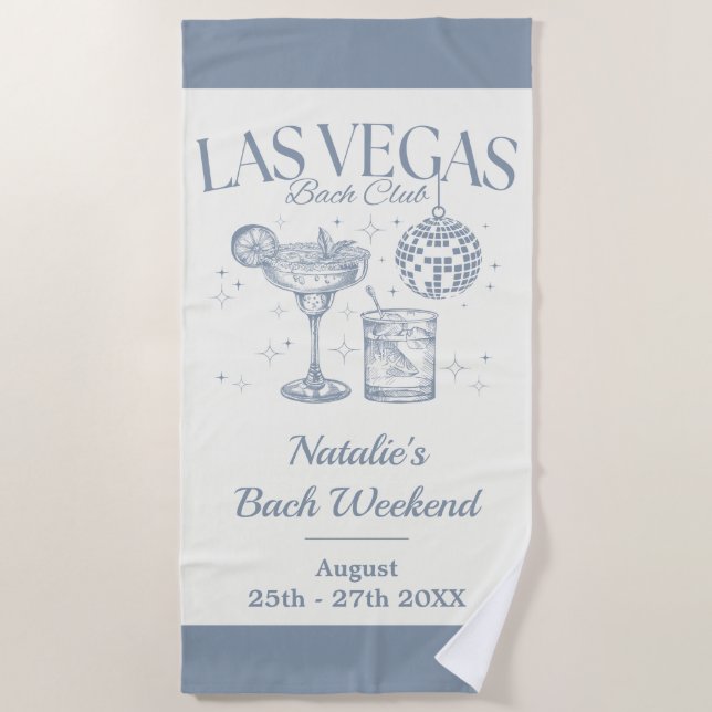 Custom Brie und Bridesmaid Las Vegas Bachelorette Strandtuch (Vorderseite)