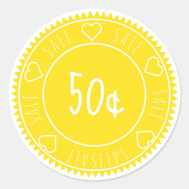 Custom Bright Nebel Yellow Sale Preis Runder Aufkleber (Vorderseite)