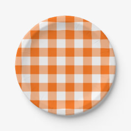 Custom Bright Orange Gingham Pappteller