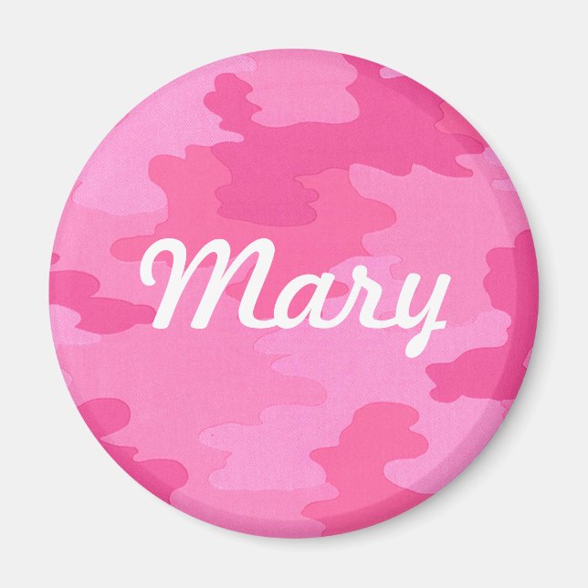 Custom Bright Pink Camouflage Magnet (Vorne)