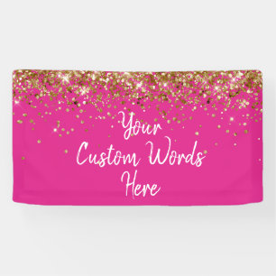 Custom Bright Pink Gold Geburtstagsparty Foto Stan Banner
