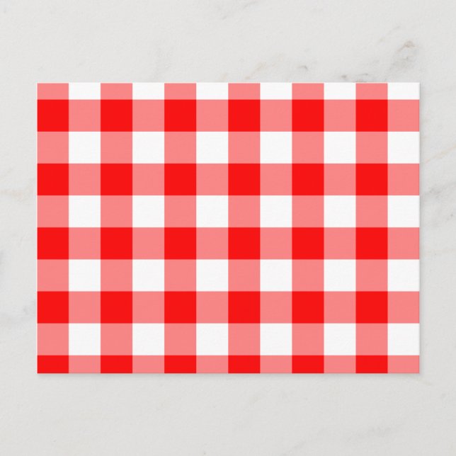 Custom Bright Red Gingham Postkarte (Vorderseite)