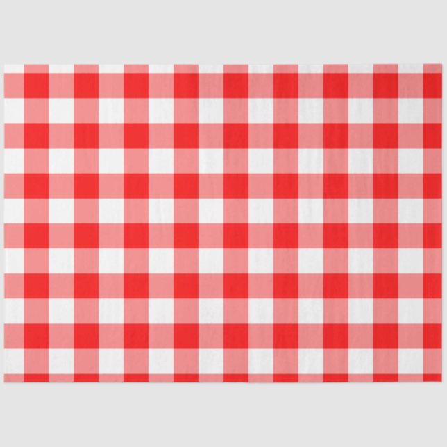 Custom Bright Red Gingham Seidenpapier (Vorderseite)