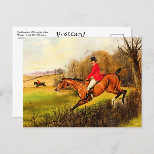 Custom British Country Fox Hunt Scene Horseman Postkarte