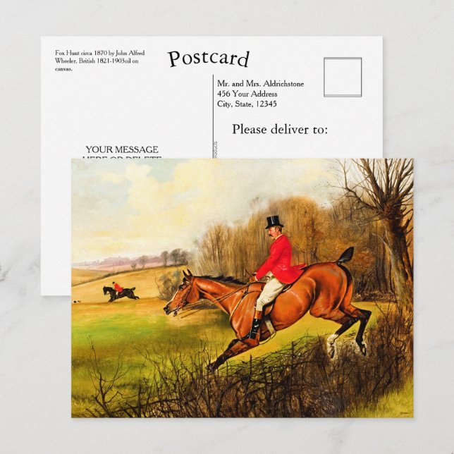 Custom British Country Fox Hunt Scene Horseman Postkarte (Vorne/Hinten)