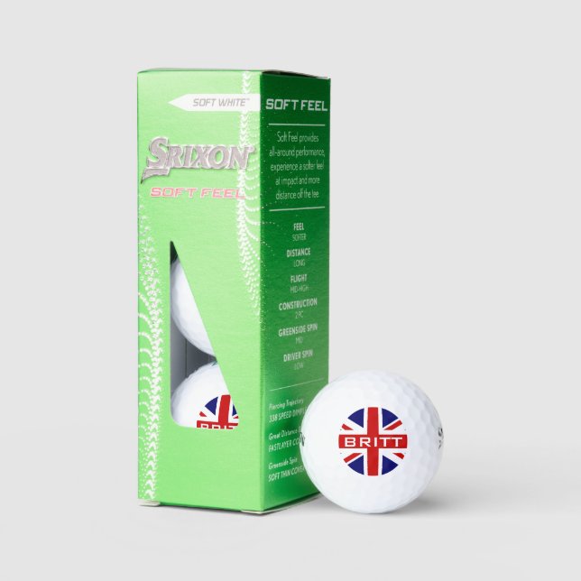 Custom British Union Jack flag Srixon soft feel Golfball (Verpackung)