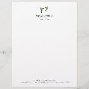 Custom Broad-tails Hummingbird Letterhead Briefbogen