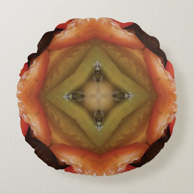 Custom Brown designed Round Pillow Rundes Kissen (Vorderseite)