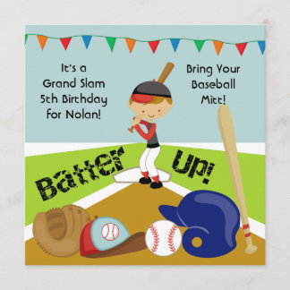 Custom Brown Hair Boy Baseball Geburtstagseinladun Einladung
