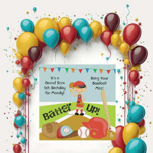 Custom Brown Hair Girls Softball Geburtstag lädt e Einladung