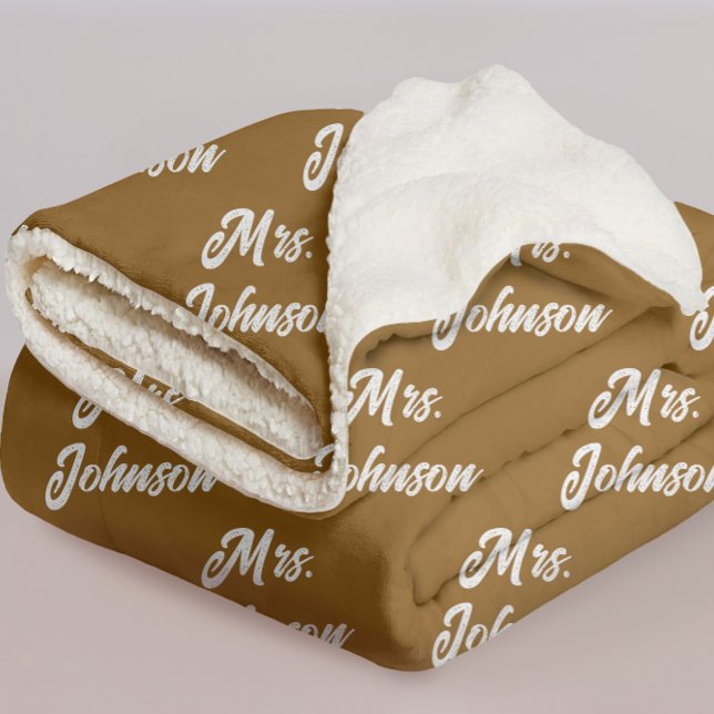 Custom Brown Mr & Mrs Blanket for Newlyweds Gift Sherpadecke (Personalized couple blanket gift for wife, Custom newlywed blanket gift for husband, wedding favor,)