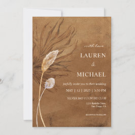 Custom Brown Papyrus and Pampas Wedding Einladung