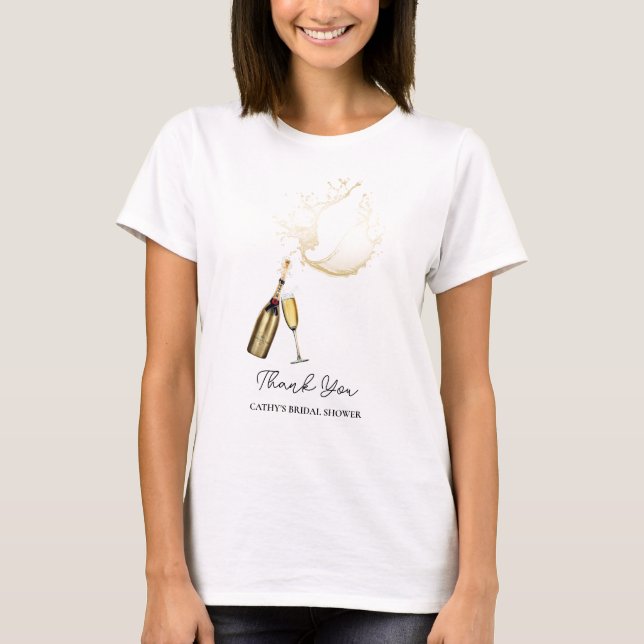 Custom Brunch & Bubbly Gold Brautparty T - Shirt (Vorderseite)