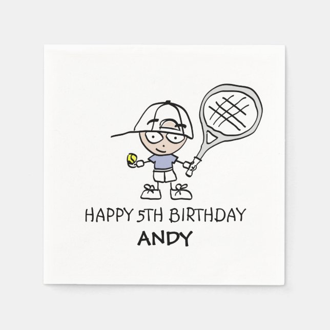 Custom Buben Tennis Geburtstagsparty Servietten fü (Vorderseite)