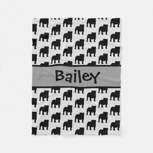 Custom Bulldog-Silhouette Fleecedecke (Vorderseite)