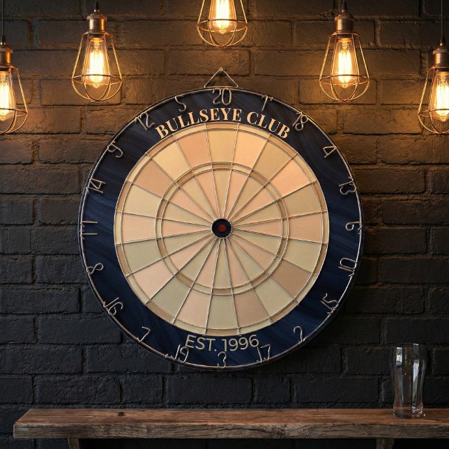 Custom Bullseye Club Navy Blue Wood Grain Dartscheibe (Von Creator hochgeladen)